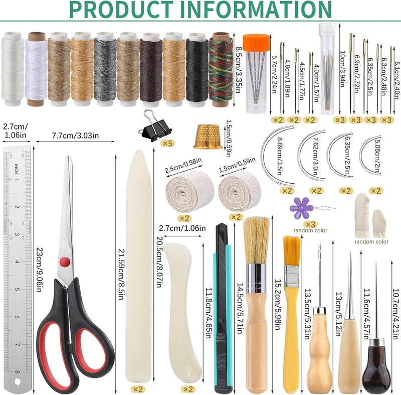 JUPEAN 65 Pcs Book Binding Kits Book Binding Materials Bone Folder Tool Bookbinding Supplies with 10 Waxed Thread Paper Awl Binding Ribbon and Bag for Storage - Image 2
